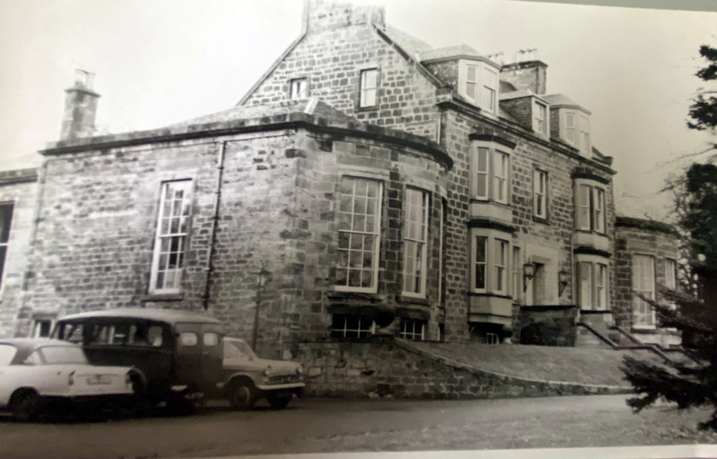 The gate and main building of the research institute at Inveresk, Musselburgh, photographed in 1966.
